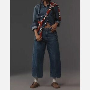 Anthropologie Pilcro The Kenna Heritage Barrel Jeans Size 25 Denim Wide Leg EUC